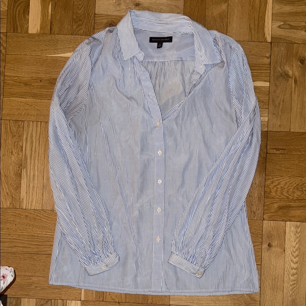 Blue Striped Button-Up Shirt